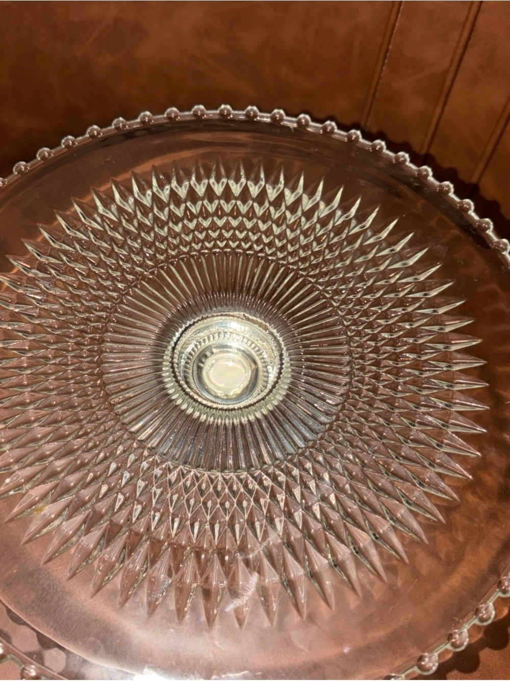 Vintage Duchin Sterling Silver removable Bottom Glass Pedestal Cake Stand 10.5 - Picture 4 of 10